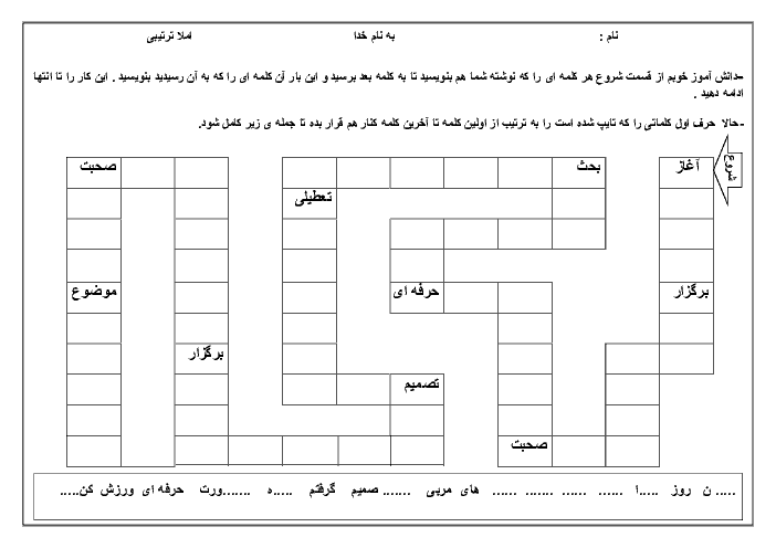 املای ترتیبی فارسی سوم دبستان
