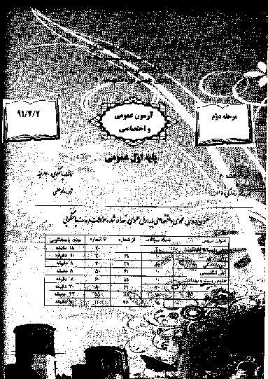  مرحله دوم آزمون علمی دانش آموزان اول دبیرستان اردیبهشت 1391 با پاسخ تشریحی - یزد