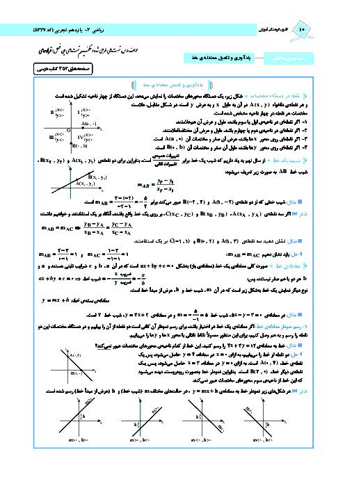 درسنامه و 108 سوال تستی ریاضی (2) رشته تجربی | فصل اول- درس 1 و 2