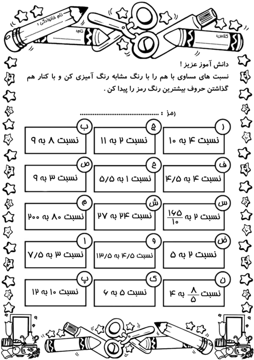 کاربرگ نسبت‌های مساوی