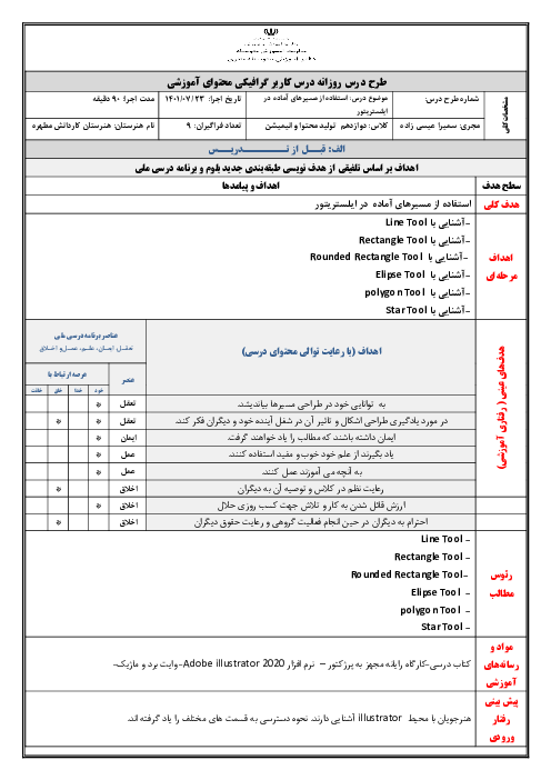 طرح درس روزانه نرم افزار Illustrator | استفاده از مسیرهای آماده  در ایلستریتور