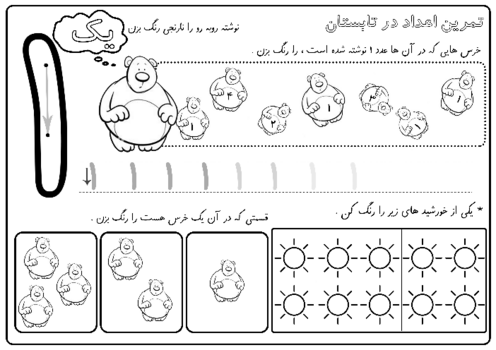 تمرین اعداد تک رقمی در تابستان | ریاضی کلاس اول ابتدائی