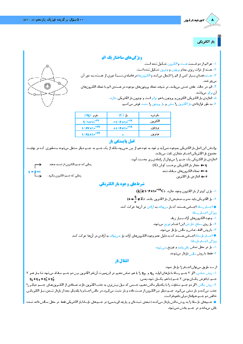 درسنامه آموزشی و 48 سوال تستی و تشریحی فیزیک (2) رشته ریاضی | فصل اول- از صفحه 1 تا 16