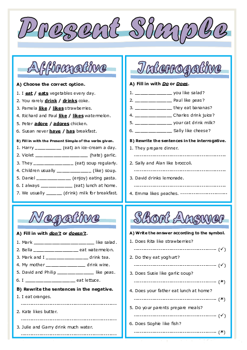 کاربرگ گرامر درس سوم زبان نهم simple present