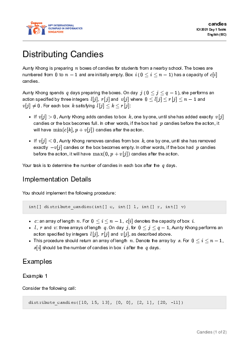سؤالات سی و سومین دوره المپیاد جهانی کامپیوتر | سال 2021 (سنگاپور)