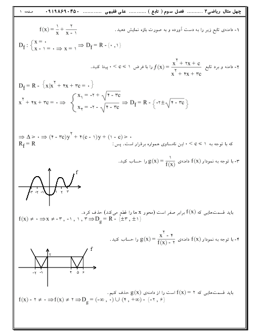 مجموعه سوالات پاسخ دار ریاضی (2) یازدهم | فصل 3: تابع 