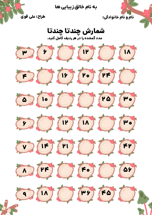 کاربرگ شمارش چندتا چندتا