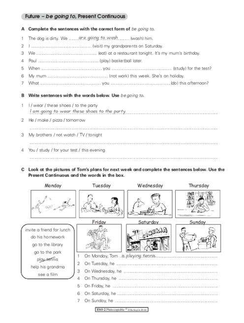 نمونه سوال گرامر Future – be going to, Present Continuous