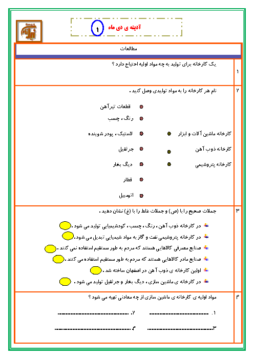 پیک آدینه هفته 1 و 2 و 3 و 4 دی‌ماه کلاس پنجم دبستان نیک نامان