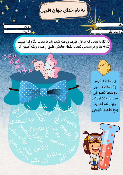 املای تشخیصی درس اول فارسی چهارم؛ آفریدگار زیبایی
