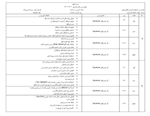 طرح درس سالانه کار با نرم افزار Captivate و نرم افزار Auto play