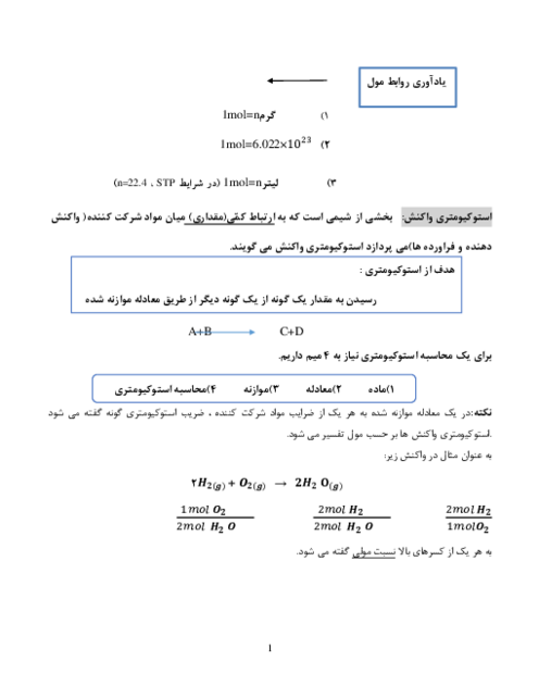 درسنامه و تیپ مسائل درصد خلوص در استوکیومتری