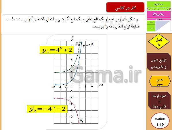 پاورپوینت تدریس و حل کار در کلاس و فعالیت های ریاضی (2) یازدهم رشته تجربی | فصل 5: توابع نمایی و لگاریتمی (درس 1 تا 3)- پیش نمایش