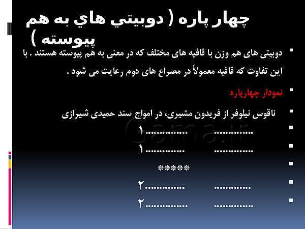 پاورپوینت انواع قالب‌های شعری- پیش نمایش