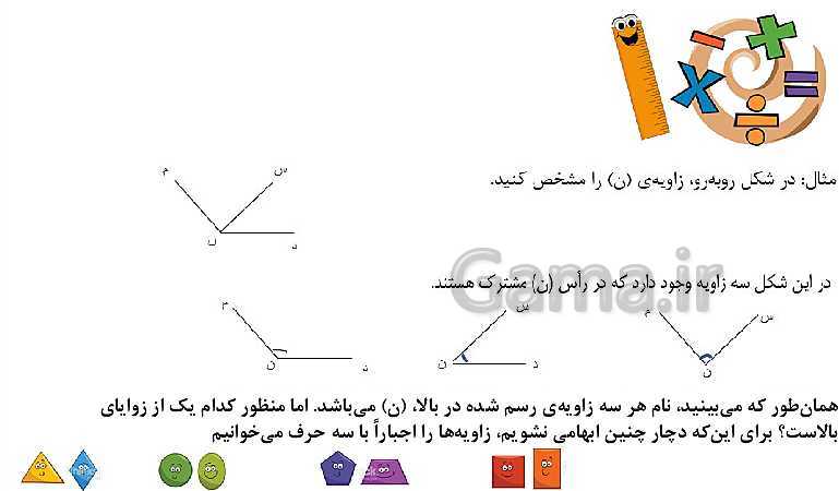 پاورپوینت ریاضی چهارم دبستان زاویه و انواع آن گاما 2230