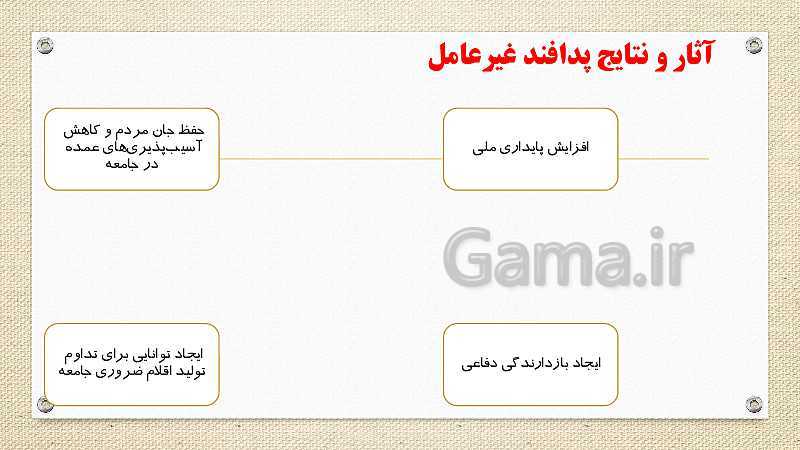 پاورپوینت آمادگی دفاعی دهم دبیرستان | درس 8: پدافند غیرعامل- پیش نمایش