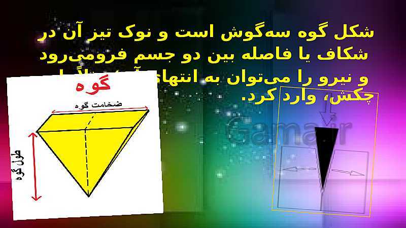 پاورپوینت گوه و مزیت مکانیکی آن - گاما