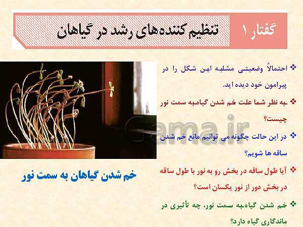 پاورپوینت زیست شناسی (2) یازدهم تجربی | فصل 9: پاسخ گیاهان به محرک‌ها (گفتار 1 و 2 )- پیش نمایش