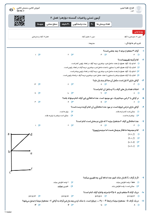 آزمون تستی ریاضیات گسسته دوازهم | فصل 2