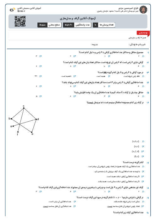 آزمونک آنلاین گراف و مدل‌سازی